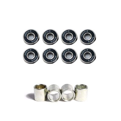 SUOFEILAIMU 8pcs Pro 608RS ABEC-9 Bearings Roller Skate Scooter Snowboard Chrome Steel Inline Bearings Skateboard Mute Speed Bearing (Color : 8pcs Black Bearing)