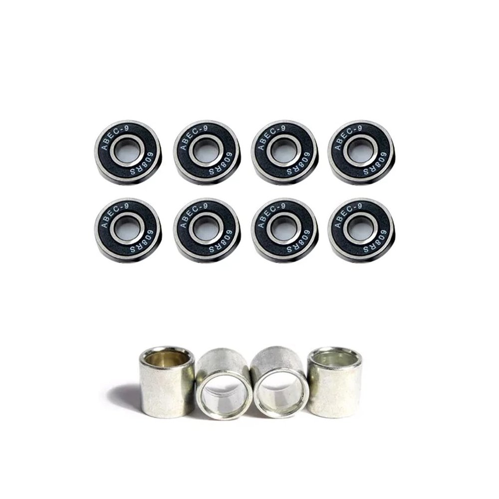 SUOFEILAIMU 8pcs Pro 608RS ABEC-9 Bearings Roller Skate Scooter Snowboard Chrome Steel Inline Bearings Skateboard Mute Speed Bearing (Color : 8pcs Black Bearing)