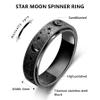 LuckyAmor Anxiety Ring for Women Spinner Rings:Rotating Rings Stainless Steel 6mm Moon Star Anxiety for Men Band Jewelry Gift for Women Size 6 7 8 9 10 view 2