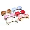willochra 2pcs rhinestones Rimless Sunglasses Woman Sexy Diamond square Candy colors Sun Glasses Gradient party Shades for Female (2pcs-brown&clear) view 4
