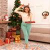 Inno 28" 31" 34" 36" Women's Baby Polar Fleece Lined Jogger Pants Warm Sweatpants Thermal Athletic Lounge, Grayed Jade, XS, Regular-31 Inseam view 3