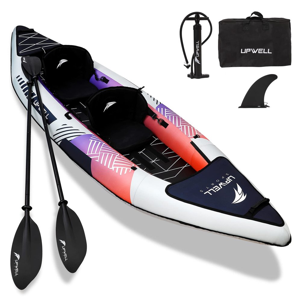 11' Inflatable Kayak with Drop Stitch Floor 1 Person 2 Person Adult Blow up Kayaks Foldable Boat Canoe, Modern Grey