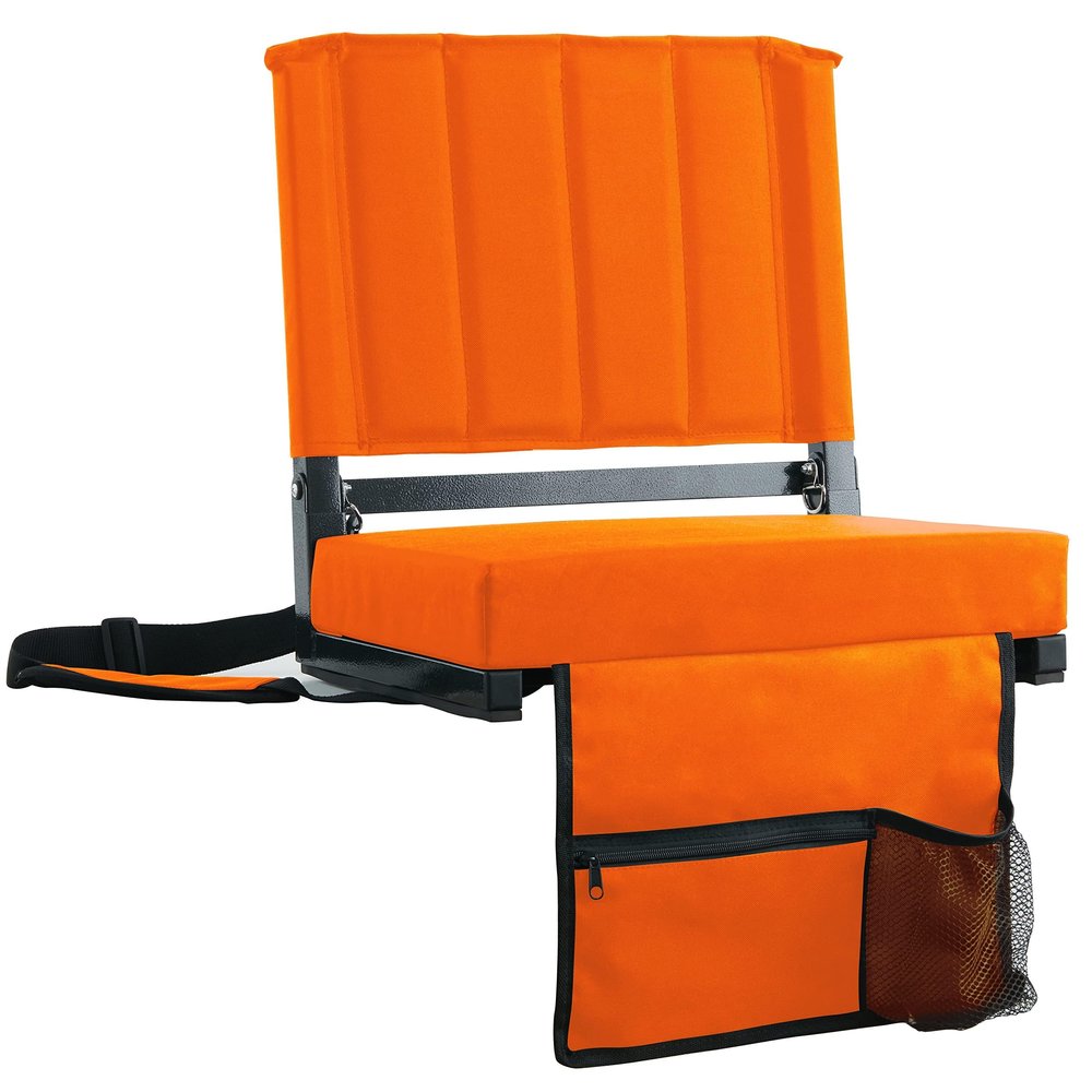 SPORT BEATS Stadium Seats with Back Support Bleacher Chairs with Back and Cushion Thick Padded Bleacher Seats Includes Shoulder Strap Orange 1pc Regular - 17" W x 12" D x 16.5" H