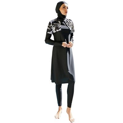 OBEEII Muslim Swimsuits for Women Full Coverage Swimwear Islamic Hijab Long Sleeve Bathing Suit Burkini Swimsuits Beachwear Black03 XL