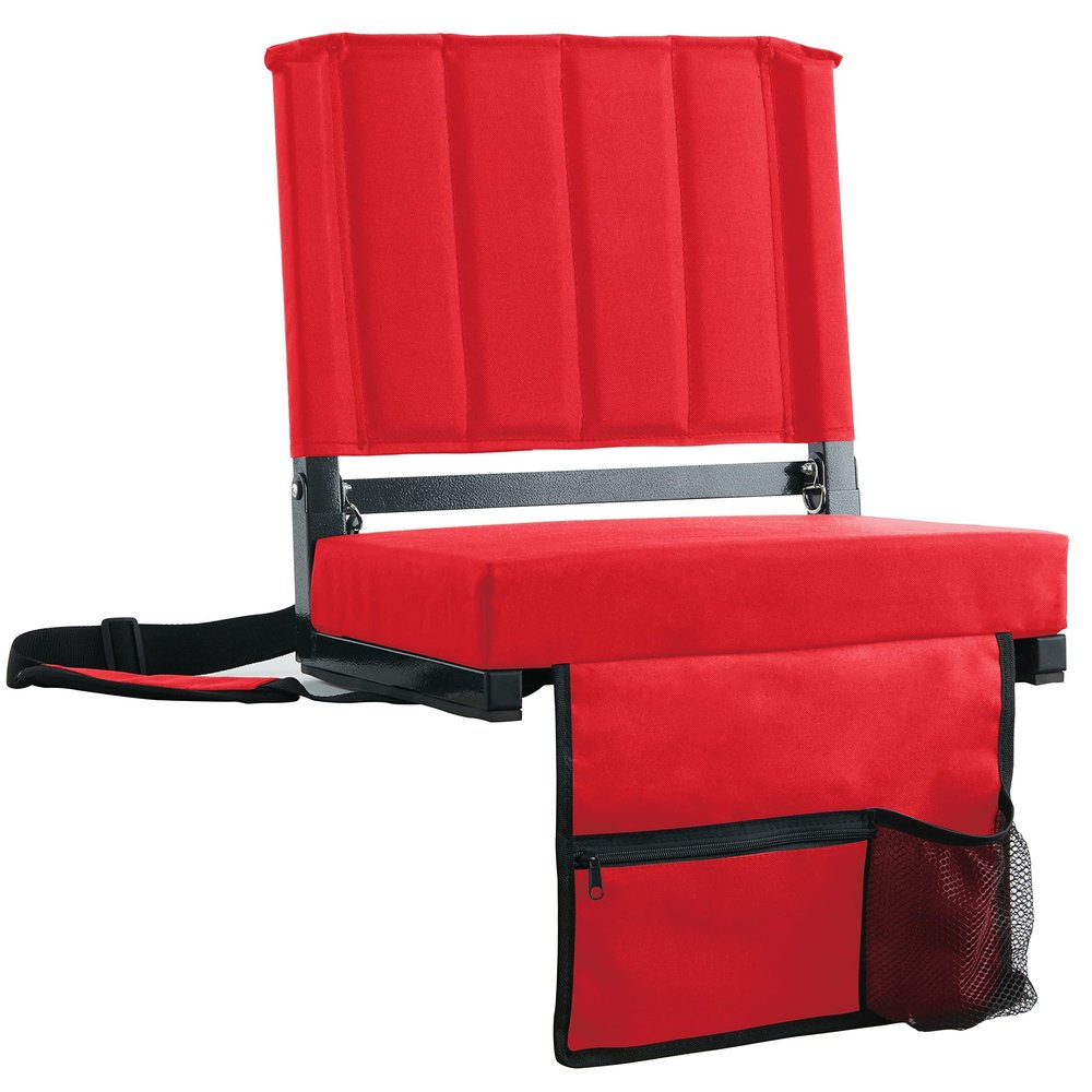 SPORT BEATS Stadium Seats with Back Support Bleacher Chairs with Back and Cushion Thick Padded Bleacher Seats Includes Shoulder Strap Red 1pc Regular - 17" W x 12" D x 16.5" H