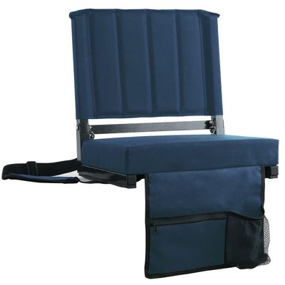 SPORT BEATS Stadium Seats with Back Support Bleacher Chairs with Back and Cushion Thick Padded Bleacher Seats Includes Shoulder Strap Navy Blue 1pc Regular - 17" W x 12" D x 16.5" H