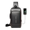 FANDARE Anti-theft Sling Bag Business Men Bag Chest Crossbody bags with USB Charging Port Waterproof Small Backpack for Outdoor Work Hiking Running Sport Travel Bag Gray Brown view 1