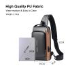 FANDARE Anti-theft Sling Bag Business Men Bag Chest Crossbody bags with USB Charging Port Waterproof Small Backpack for Outdoor Work Hiking Running Sport Travel Bag Gray Brown view 3