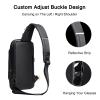 FANDARE Anti-theft Sling Bag Business Men Bag Chest Crossbody bags with USB Charging Port Waterproof Small Backpack for Outdoor Work Hiking Running Sport Travel Bag Gray Brown view 4