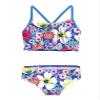 easyforever Kids Girls Two Piece Tropical Palm Printed Tankini Swimsuit Crop Top with Bottom Bikini Outfit Swimwear Tulip Blue 3-4 Years view 1