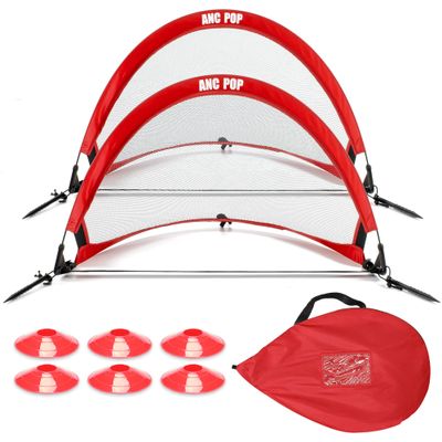 Portable Pop Up Soccer Goal Net Set for Kids or Adaults Trainning and Backyard Playing with Carrying Case, Training Cones and Target