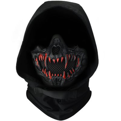 Guayma Airsoft Half Face Skull Masks Tactical Face Protection Mesh Mask for Halloween Cosplay Paintball CS Games,Suit