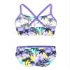 easyforever Kids Girls Two Piece Tropical Palm Printed Tankini Swimsuit Crop Top with Bottom Bikini Outfit Swimwear Purple Palm 3-4 Years view 2
