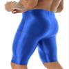 Jhaoyu Men Glossy Compression Shorts Gym Shorts Running Yoga Swimming Cycling Short Pants Workout Leggings Blue Large view 2