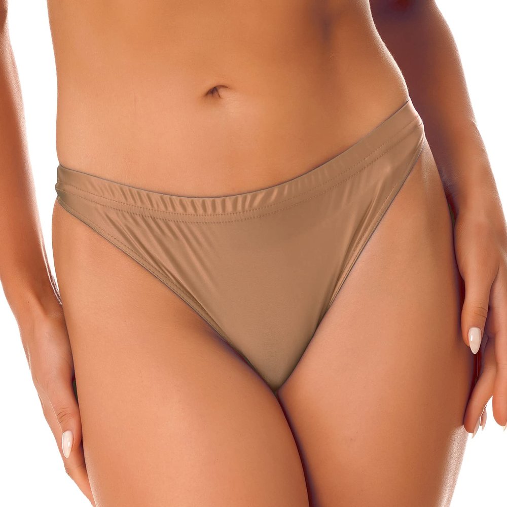 easyforever Women Shiny Metallic Low Rise Panty Briefs High Cut Ballet Dance Underwear Shorts Panties Bottoms Coffee Medium