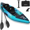11' Inflatable Kayak with Drop Stitch Floor 1 Person 2 Person Adult Blow up Kayaks Foldable Boat Canoe, Aurora Blue view 1