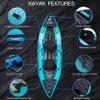 11' Inflatable Kayak with Drop Stitch Floor 1 Person 2 Person Adult Blow up Kayaks Foldable Boat Canoe, Aurora Blue view 2