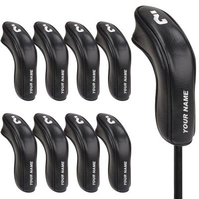 BIG TEETH Golf Hybrid Iron Head Cover 9Pcs Hybrid Head Covers Set Long Hybrid Iron Covers, Golf Club Covers W/Big NO. for Cleveland Launcher, Cobra T Rail Hybrid Irons (Custom 9pc)