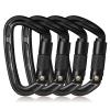 BEIFENG 25KN Auto Locking Carabiner - UIAA Certified Heavy Duty Climbing Carabiners for Rock Climbing, Camping, Rappelling, Hunting, Rescue Equipment - Professional Carabiner Clips (4-Pack, Black) view 1