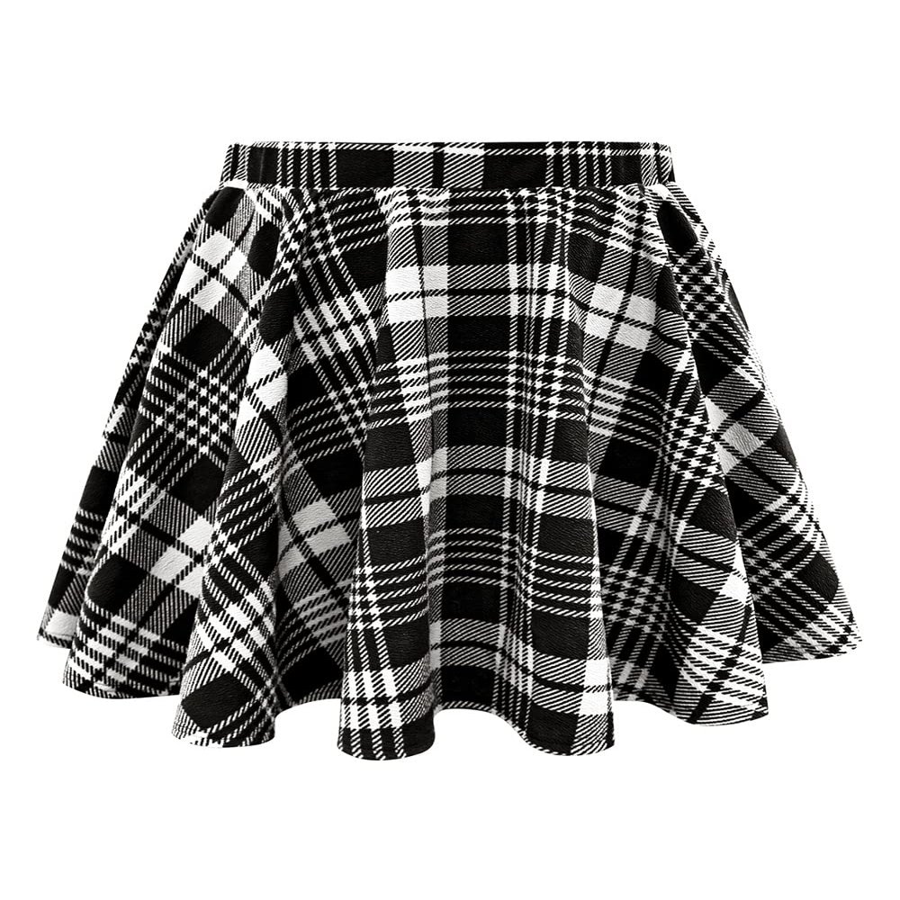 RITERA Women's y2k Plus Size Mini Skirt White Plaid Trendy Mini Causal Skater Skirt Basic Versatile Burgundy Ladies Oversized A-line Smooth Stretchy Elastic Waist Skirts 1x 14W-16W