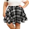 RITERA Women's y2k Plus Size Mini Skirt White Plaid Trendy Mini Causal Skater Skirt Basic Versatile Burgundy Ladies Oversized A-line Smooth Stretchy Elastic Waist Skirts 1x 14W-16W view 3