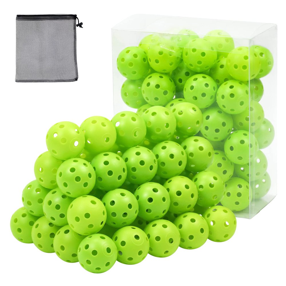 Bac-kitchen 50 Pack Plastic Golf Balls Practice Limited Flight Golf Training Ball Hollow Swing Practice Indoor Balls with Mesh Drawstring Bag for Backyard Driving Range or Outdoor (Green)