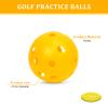 Bac-kitchen 50 Pack Plastic Golf Balls Practice Limited Flight Golf Training Ball Hollow Swing Practice Indoor Balls with Mesh Drawstring Bag for Backyard Driving Range or Outdoor (Yellow) view 3