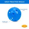 Bac-kitchen 50 Pack Plastic Golf Balls Practice Limited Flight Golf Training Ball Hollow Swing Practice Indoor Balls with Mesh Drawstring Bag for Backyard Driving Range or Outdoor (Blue) view 3