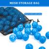 Bac-kitchen 50 Pack Plastic Golf Balls Practice Limited Flight Golf Training Ball Hollow Swing Practice Indoor Balls with Mesh Drawstring Bag for Backyard Driving Range or Outdoor (Blue) view 4