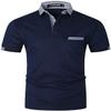 LIUPMWE Polo Shirts for Men with Pocket Elegante Plaided Short Sleeve Cotton T Shirts Golf Shirt,B-Blue 01,XXL view 1