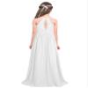 renvena Kids Big Girls Lace Chiffon Flower Girl Dress Halter Sleeveless Bridesmaid Wedding Pageant Party Gown White 8 view 2