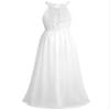 renvena Kids Big Girls Lace Chiffon Flower Girl Dress Halter Sleeveless Bridesmaid Wedding Pageant Party Gown White 8 view 4