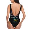 American Grown Bahamian Roots The Bahamas Flag Women's One Piece Retro U Back Swimsuits Tummy Control Padding Bathing Suit High Cut Swimwear Large view 2