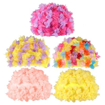 1pc Flower Swim Cap for Women Comfortable and Breathable Swimming Hat for Long Hair Lightweight Design Ear Protection for Summer Pool and Beach Activities Red