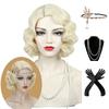 Finger Wave Wig - Women's Blonde Flapper 1920s Vintage Short Curly Wig for Halloween Party Cosplay Costume + Accessories view 1
