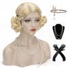 20s Finger Wave Wig - Women's Blonde Flapper Vintage Short Curly Wig + Accessories view 1