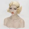 20s Finger Wave Wig - Women's Blonde Flapper Vintage Short Curly Wig + Accessories view 3