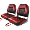 XGEAR Deluxe Low Back Boat Seat, Fold-Down Fishing Boat Seat (Black/Red, 2 Seats) view 1