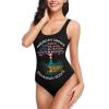 American Grown Bahamian Roots The Bahamas Flag Women's One Piece Retro U Back Swimsuits Tummy Control Padding Bathing Suit High Cut Swimwear Large view 1