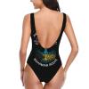 American Grown Bahamian Roots The Bahamas Flag Women's One Piece Retro U Back Swimsuits Tummy Control Padding Bathing Suit High Cut Swimwear Large view 2