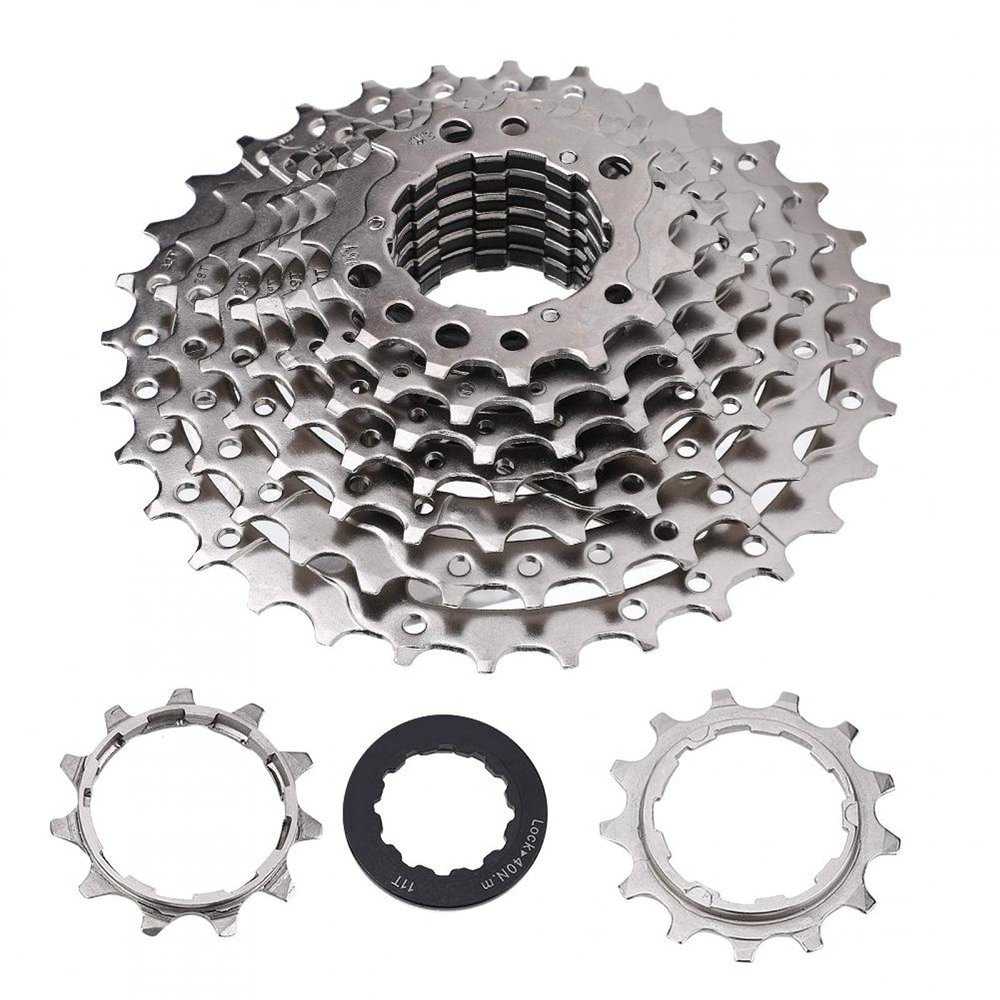 Chromium-molybdenum Steel 32/36/42/46T Road Bike Freewheel Cassette Sprocket Bicycle Replacement Accesso (10-Silver),9/10/11/12 Speed Bike Cassette, 9/10/11/12 Speed Bike Cassette, Chromium-moly