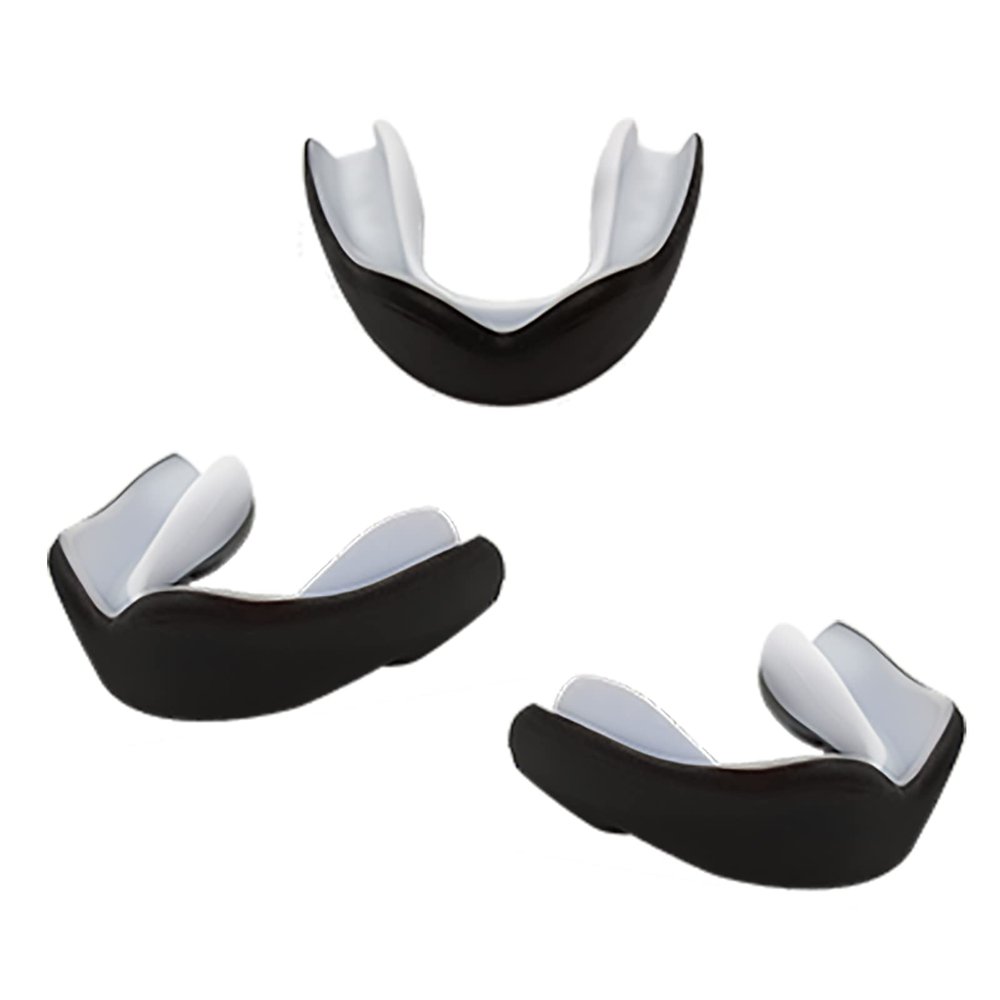 3 Pack Kids Youth Mouth Guard Football Sports Braces Mouthguards for Mouthpiece Boys Teeth for MMA Boxing Rugby Kickboxing Taekwondo Softball Lacrosse to Braces EVA (Black)