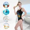 American Bahamian Mix DNA Women's One Piece Retro U Back Swimsuits Tummy Control Padding Bathing Suit High Cut Swimwear X-Large view 4