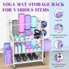 Mythinglogic Yoga Mat Storage Racks,Home Gym Storage Rack for Dumbbells Kettlebells Foam Roller, Yoga Strap and Resistance Bands, Workout Equipment Storage Organizer With Hooks and Wheels view 2