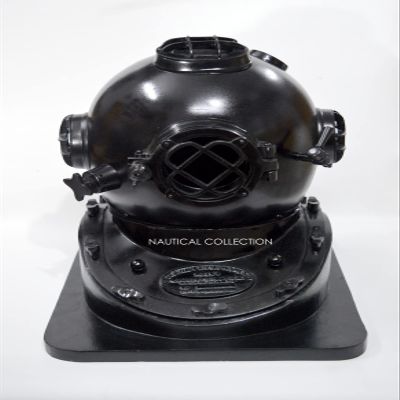 NAUTICAL COLLECTION Decorative Divers Helmet Solid Steel & Aluminum Scuba Diving Helmet 18" Diving Helmet Replica US Navy Mark V in Black Antique Finish with Wooden Base