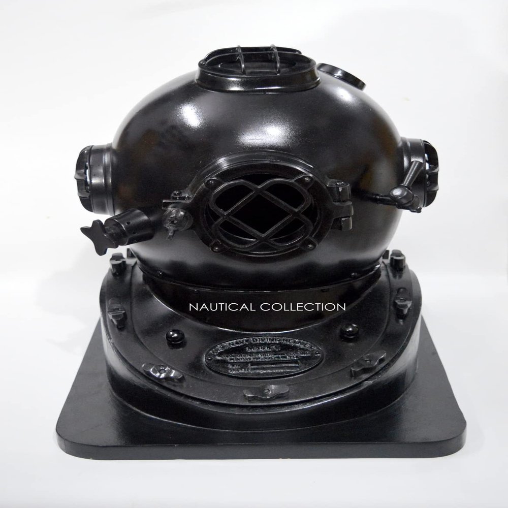 NAUTICAL COLLECTION Decorative Divers Helmet Solid Steel & Aluminum Scuba Diving Helmet 18" Diving Helmet Replica US Navy Mark V in Black Antique Finish with Wooden Base