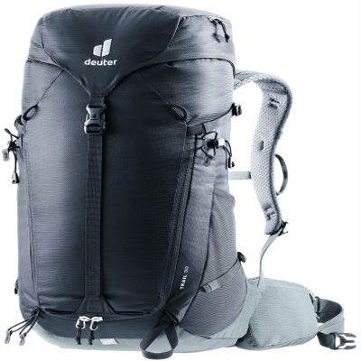 Deuter Trail 30L Backpack for Biking, Hiking & Trekking with Narrow Fit, U-Frame & Superior Breathability - Black-Shale