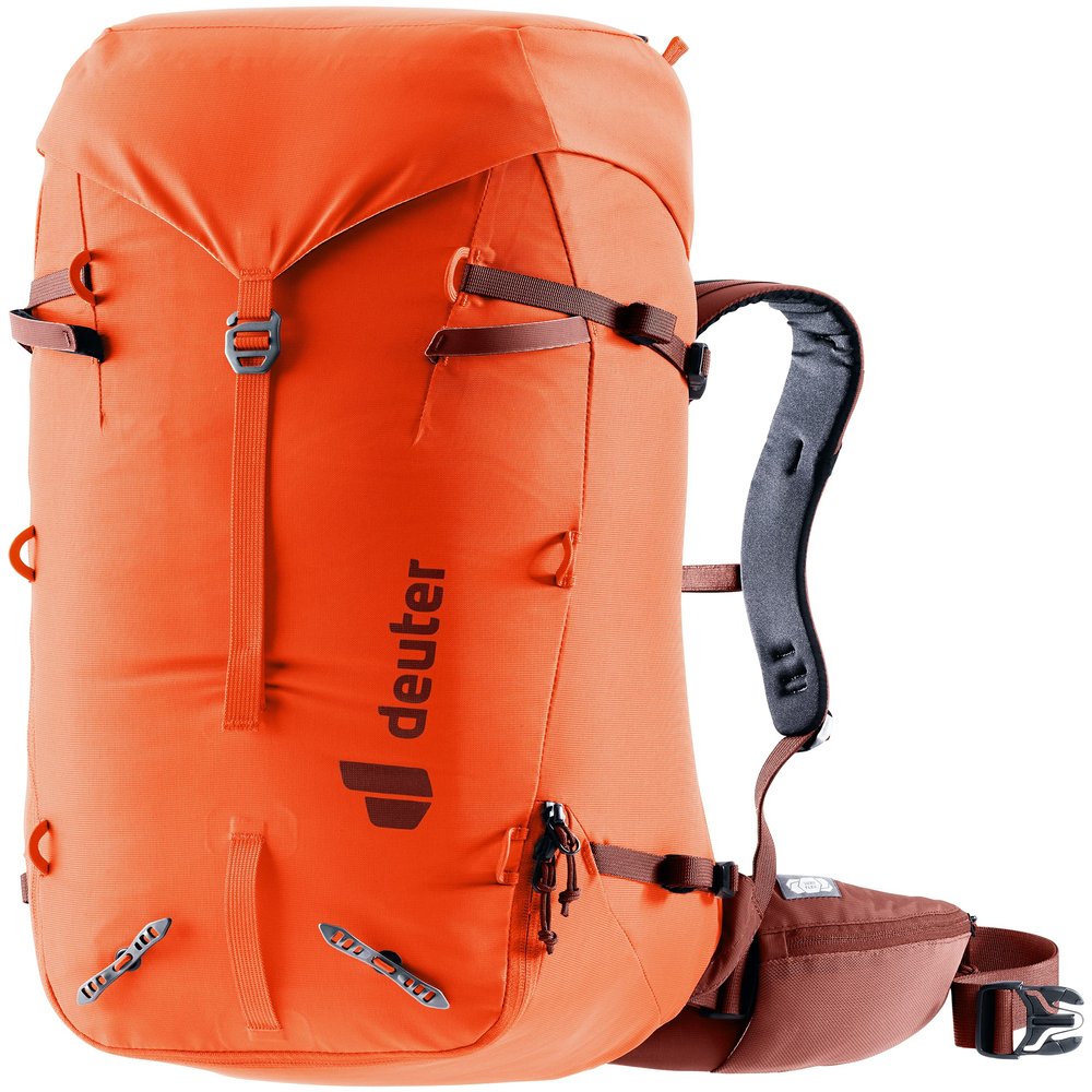 Deuter Guide 34+8L Backpack I Alpine Climbing & Mountaineering Pack - Redwood-Papaya