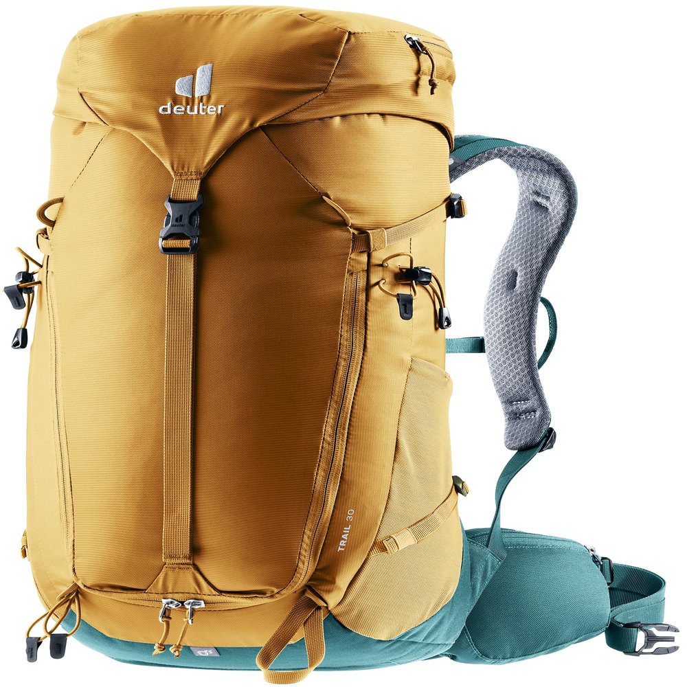 Deuter Trail 30L Backpack for Biking, Hiking & Trekking with Narrow Fit, U-Frame & Superior Breathability - Almond-Deepsea