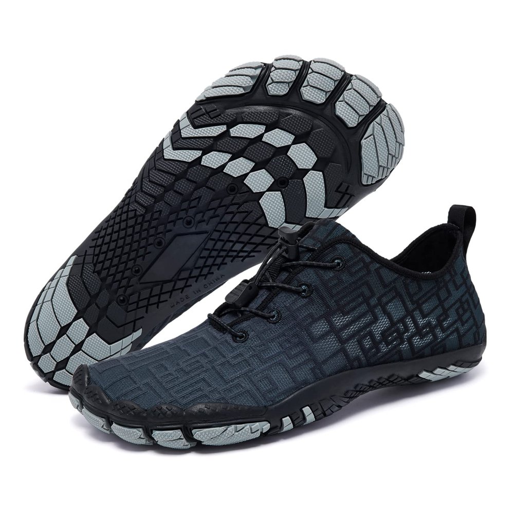Racqua Water Shoes Quick Dry Barefoot Beach Aqua Sport Swim Surf Pool Hiking Diving Walking for Men Gradient Grey/Black 9.5
